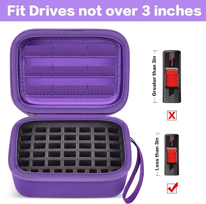 Comecase USB Flash Drive Case, Thumb Drive, Memory Card SD SDXC SDHC Card Holder Organizer, Electronic Accessories Storage Bag for SanDisk/SamData/Samsung/TOPESEL/PNY (Purple, Large)