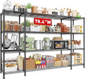 REIBII 78.4''W Garage Shelving Wire Shelving Unit Load 1500LBS,4 Tier Metal Shelving with Adjustable Metal Shelf Storage Shelves for Pantry Shelves Commercial Shelf Kitchen Garage 11.8''Dx59''H