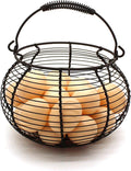 CVHOMEDECO. Rustic Wire Egg Basket with swimming Handle Primitives Vintage Gathering Basket. Rusty
