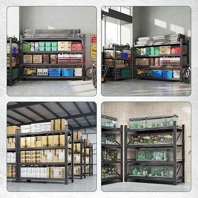 Letaya 3000LBS Storage Shelves Heavy Duty,70" H Garage Shelving Units, 4 Tier Adjustable Utility Rack Shelf,Large Metal Industrial Shelves,for Shop,Warehouse,Basement (48" W x 24" D x 70" H)
