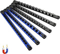 ALOANES 6-Piece Magnetic Socket Organizer, Heavy Duty Aluminum Socket Rails Organizer, 360° Swivel Clips Socket Holder Kit for Tool Box, 1/2, 3/8, 1/4-Inch Socket Holder x 80 Clips (Black&Blue)
