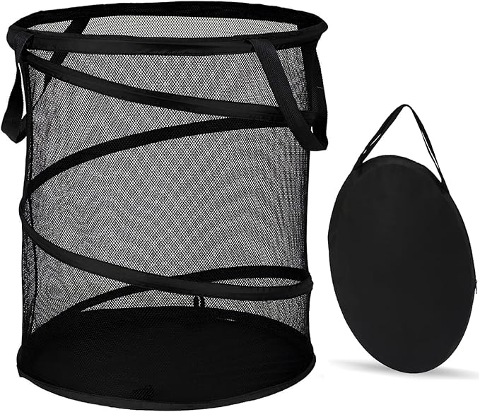 BATTOO Mesh Collapsible Laundry Baskets, Foldable Pop Up Laundry Hamper, Extral Large 113L Laundry Basket Hamper for Laundry, Bathroom, Kids Room, College Dorm, Travel, Camping Black