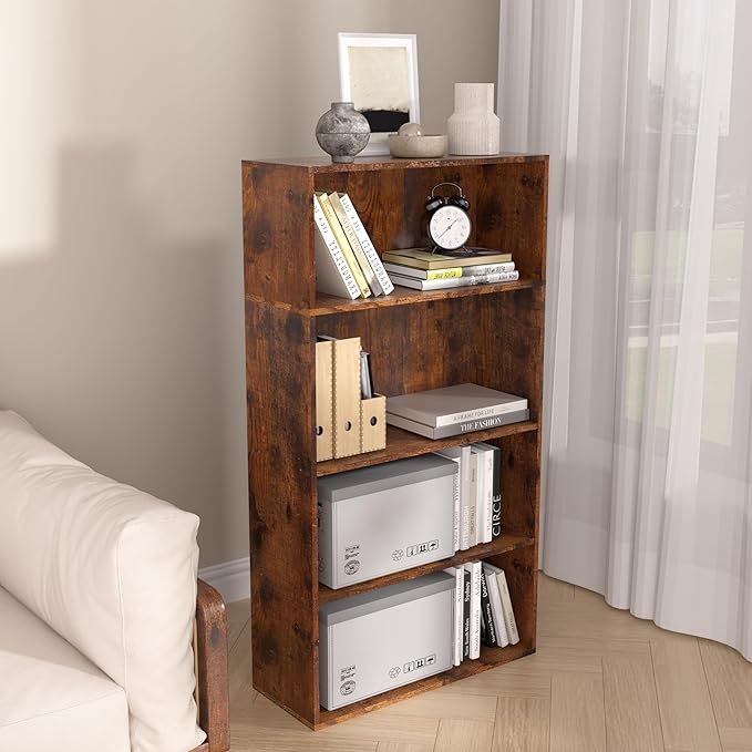 Wooden Cube Storage Organizer,Low Bookcase Storage Display Organizer (Brown, 4 Cube-W(23.6inch))