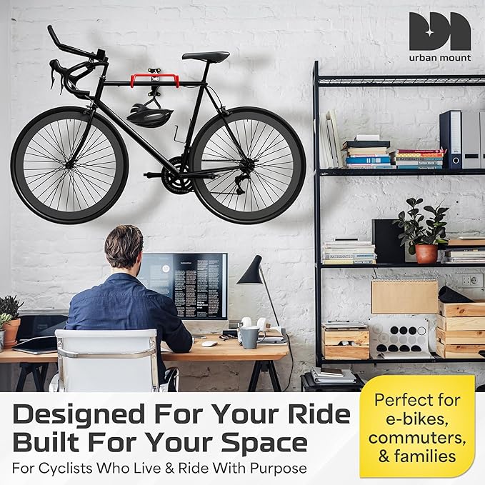 2 Pack Wall Mount Bike Rack Garage - Mountain Bike Wall Mount Horizontal Vertical Design with 66lbs Cap, Screws, Installation Manual - Secure Road Cycling Holder Storage, Bicycle Hanger for Home