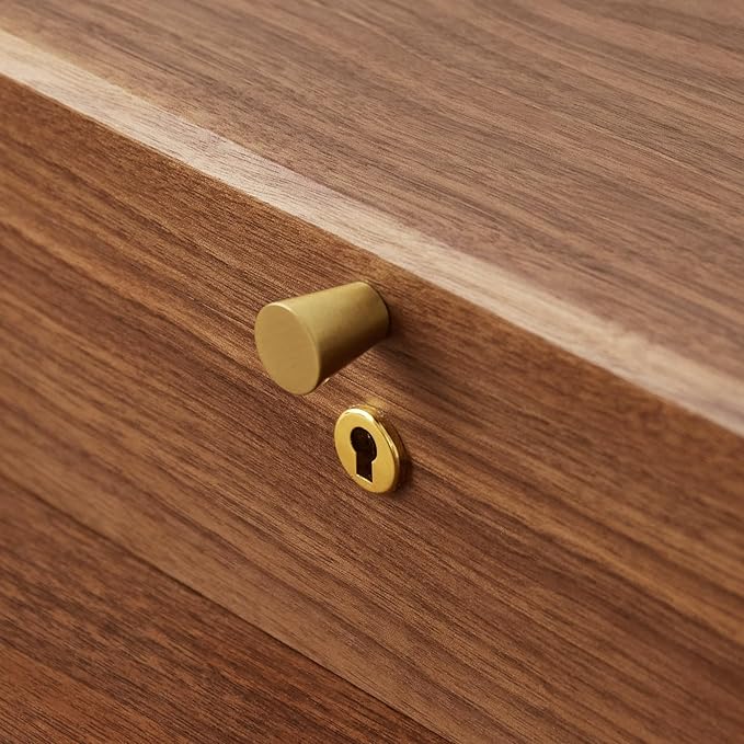 Solid Black Walnut Wood Jewelry Box With Velvet Lining,Personalized Ring and Necklace Box for Women and Girls,Brass Lock and Handle (With lock)