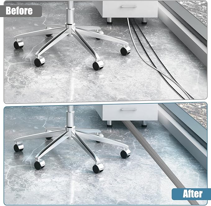 Floor Cord Covers for Wires 20FT Cable Hider Wire Cover Self Adhesive Cord Hider Floor for Offices, Homes, Workshops, Warehouses Cable Cavity 0.39" W x 0.27" H