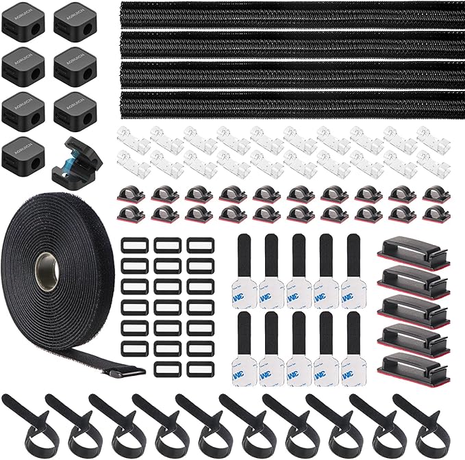 98 Pcs Cable Management Kit, Prevents Cables from Tangling Cable Straps, Cord Management, Wire Organizer for Computer/PC/Desk/Under Desk/Home/Office/Gaming Room