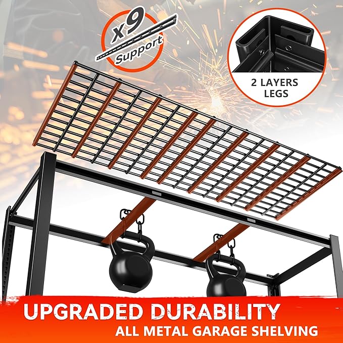 REIBII 60" W Garage Shelving Heavy Duty Metal Shelving 3000LBS Storage Shelves Adjustable Metal Shelves for Storage Industrial 5 Tier Garage Shelves for Warehouse Basement Pantry 60"W x 24"D x 72"H