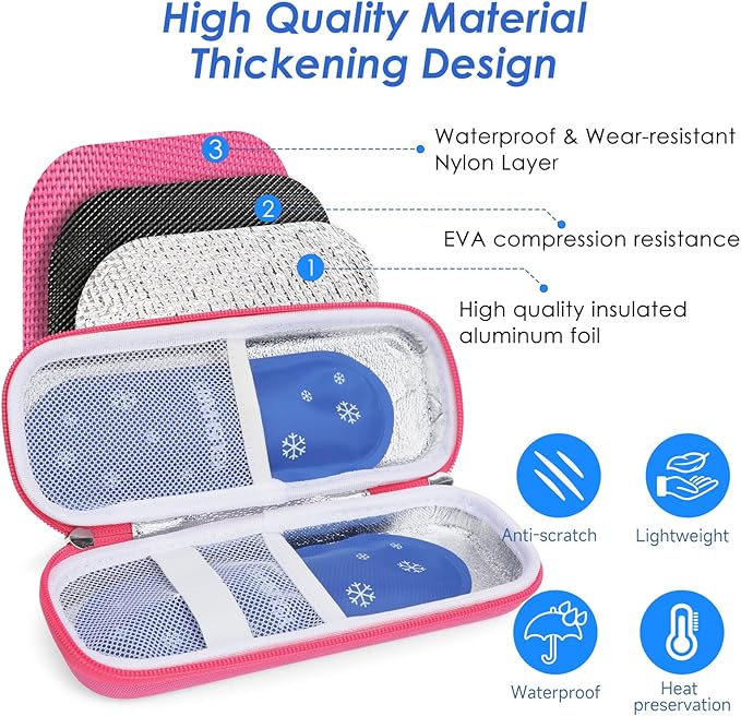 YOUSHARES Insulin Cooler Travel Case TSA Approved - Portable Medication Cooler for Travel and Daily Life, Diabetic Travel Case with 2 Ice Packs