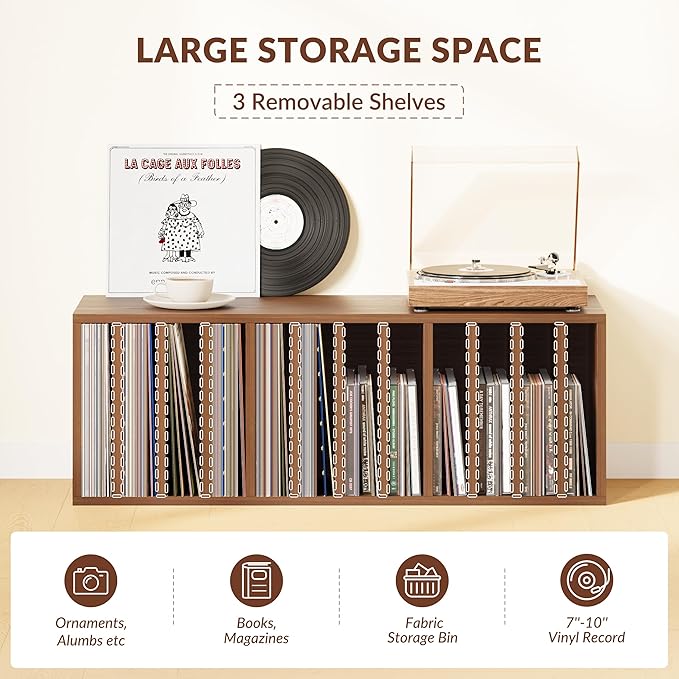 IOTXY DIY Modular Cube Bookcase - CubeXY Customizable Stackable Expandable Basic Shelving Units, 12-Cube Wooden Open Bookshelf with Removable Shelves for Vinyl Record Storage Organizer, Walnut