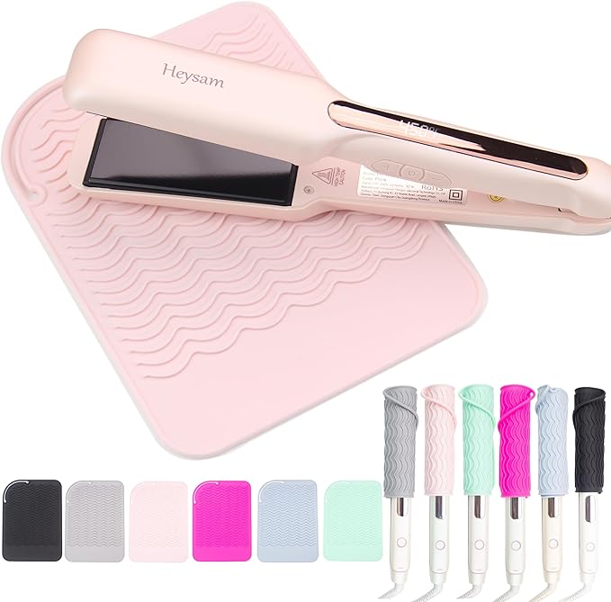 Heysam Professional Heat-Resistant Silicone Mat Flat Iron Hair Straightener Pad for Hair Styling Hot Tools, Curling Iron Travel Flat Iron Case Heat Resistant, Size 9.0 x 6.5 inches, Multiple Colors