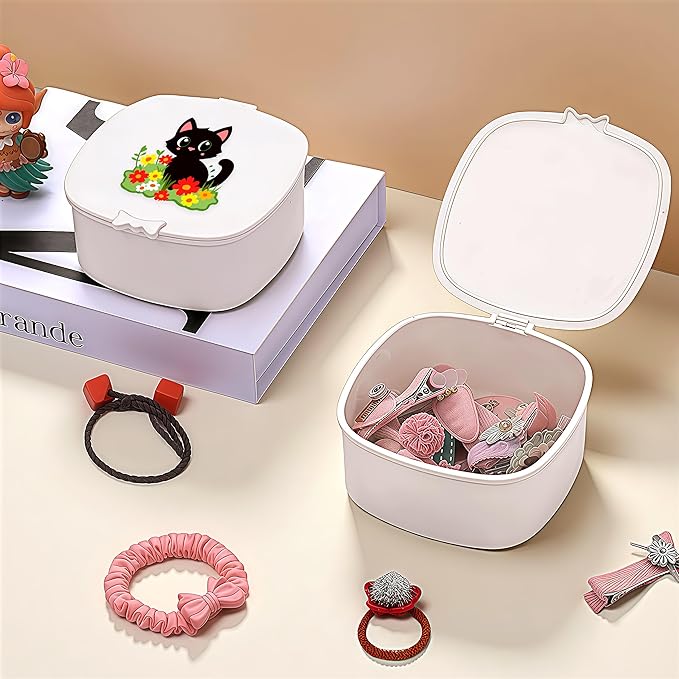 Small Hair Accessories Organizer Box For Girls Kids Teens Women, Hair clips/Ties/bands/pins/barrettes/scrunchies Organizer and Storage! (Cat)