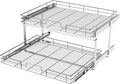 LOVMOR 2 Tier Individual Pull Out Cabinet Organizer 25½" W x 21½" D, Slide Out Kitchen Cabinet Storage Sliding Shelves