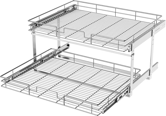 LOVMOR 2 Tier 31½"W x 21½"D, Individual Pull Organizer Kitchen Cabinet Storage Sliding Shelves
