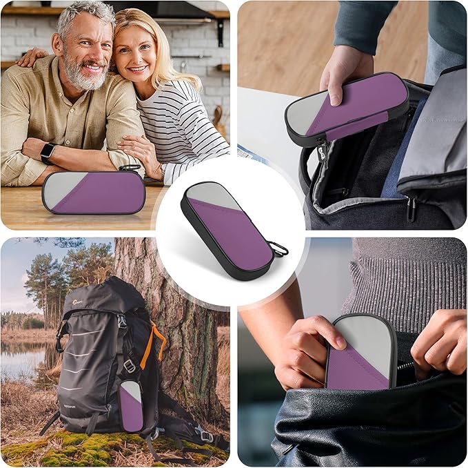 Insulin Travel Case Diabetic with 2 Reusable Ice Packs for Insulin Pen and Other Diabetic Supplies, Insulin Cooler Travel Case for The Daily Life and Trip, Purple with Gray