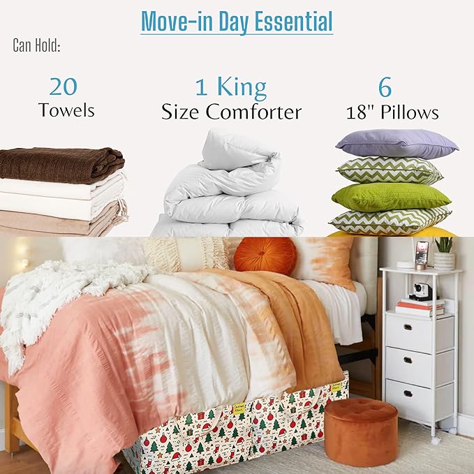 VENO 2 Pack Moving Bags and Large Christmas Decoration Storage Bins with lids. Alternative to Moving Boxes, Packing Supplies for College. Heavy Duty Totes (Jingle Mix, 2 Pack)