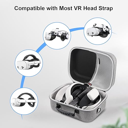 Large Carrying Case for Meta Quest 3/Quest 3S, Compatible with BOBOVR S3 Pro/Kiwi Design Battery Head Strap, Controllers & Accessories, Portable Hard Travel Case for Oculus Quest 3/3S Gray