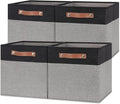 Temary Fabric Cube Storage Bins 12 Inch Decorative Storage Cubes Baskets 4 Pack Foldable Cube Storage Bins for Closet, Shelves (Black&Grey)