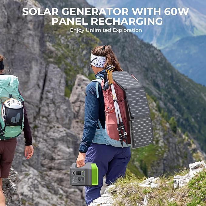 Solar Generator, 296Wh Portable Power Station,110V Pure Sine Wave, 80000mAh Backup Battery Power Supply for CPAP Outdoor Camping, Traveling, and Emergencies