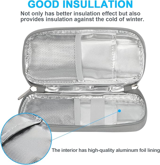 YOUSHARES Insulin Cooler Travel Case - Portable Refrigerated Medicine Case for Insulin Pen, Medication and Diabetic Supplies with 2 TSA Approved Ice Pack