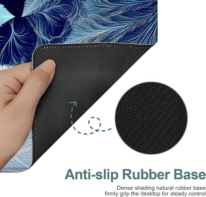 Leaves Gaming Mouse Pad 31.5"x11.8"Desk Mat Anti-Slip Rubber Base & Durable Stitched Edges for Gamers Smooth Mouse Writing Surface for Desk Office/Home