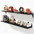 Fun Memories Large Floating Shelves for Wall 48 Inches Long, 8 Inch Deep Shelves with Metal Bracket, 48 Inch Floating Shelves Wall-Mounted, Wide Display & Storage Bookshelves, Black, Set of 2