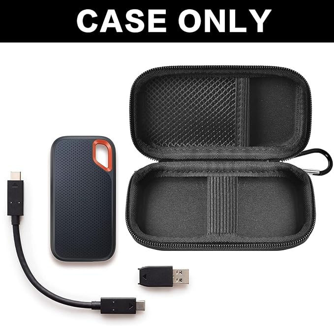 Case for SanDisk 1TB 2TB 500GB 4TB/for SanDisk PRO Extreme Portable SSD, External Solid State Hard Drive Storage Holder for SDSSDE61/ SDSSDE60/ SDSSDE81/SDSSDE30/SDSSDE60(Box Only)(Fullblack)