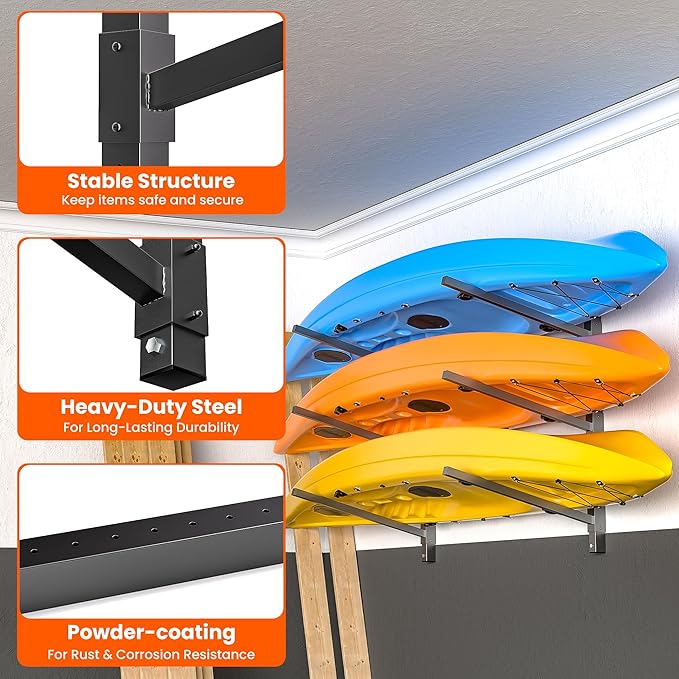 Ultrawall Kayak Storage Rack, Adjustable Wall Mounted Kayak Holder for Garage, Heavy Duty Kayak Hanger for Canoe, Paddleboard, Indoor & Outdoor Use