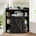 Vabches Corner Cabinet, Corner Storage Shelf with USB Ports and Outlets Industrial Organizer for Small Space Wooden 6-Cubby Bookshelf for Study, Playroom, Living Room (Dark Rustic Oak)
