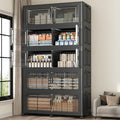 250GAL Extra Large Storage Bins with Lid, 1000Qt Stackable Closet Organizers and Drawers, Collapsible Storage Bins with Wheels, Folding Containers for Home, Kitchen Office, 5Pack Black