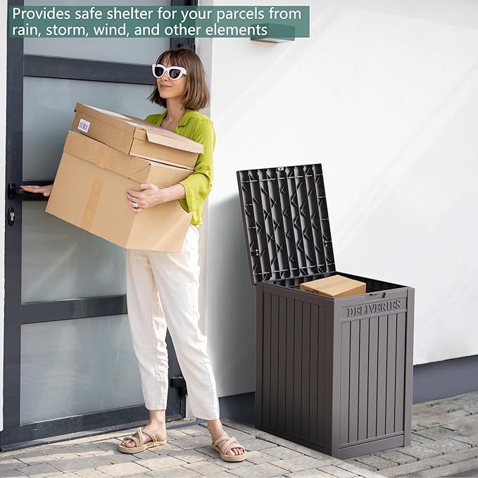 55 Gallon Resin Deck Box, Waterproof Outdoor Storage Box for Patio Furniture, Garden Tools, and Pool Accessories, Lockable UV-Resistant Storage Bin Bench Cabinet for Outside, Grey