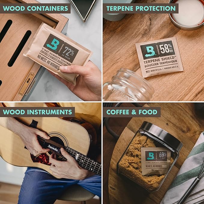 Boveda 69% Two-Way Humidity Control Pack for Storing Up to 25 Items – Size 60 – Single – Plastic & Wood Humidifier Boxes & Zip Lock Bags – Moisture Absorber – Humidifier Pack – Individually Wrapped