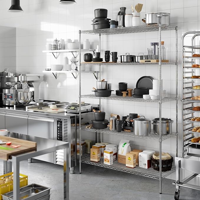 21" Deep x 54" Wide x 86" Height Wire Shelving Kit | 5-Tier | NSF Commercial Storage Rack Unit