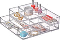 Amazing Abby - QuickSort - Plastic Stackable Organizers (10-Piece Set) for Vanity and Desk Drawer, Perfect Storage Solution for Beauty Products, Office Supplies, Decorative Items, and More