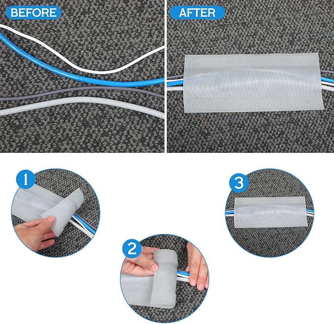 WILLBOND Carpet Cord Cover Cable Protector Floor Cover Cable Protector Management Only for Commercial Office Carpet(39.37 ft,Grey)