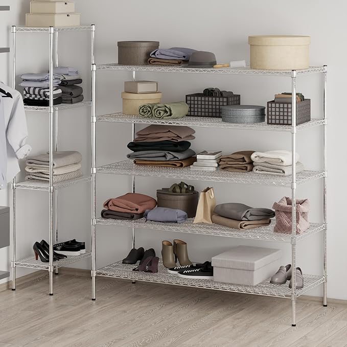 24" Deep x 60" Wide x 64" Height Wire Shelving Kit | 5-Tier | NSF Commercial Storage Rack Unit