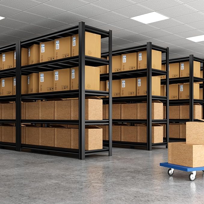 55.12" W Father&I 5-Shelf Industrial Adjustable Heavy-Dudy Tall Metal Garage Storage Shelves Shelving Units/Steel Wire Rack System (Commercial) for Basement/Shop, 84" H*55.12" W*24" D*, Black