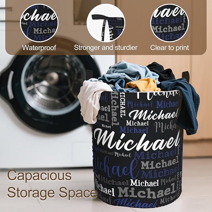 Custom Name Laundry Hamper, Personalized Laundry Baskets with Name for Boys Girls Women Men, Customized Collapsible Dirty Clothes Hamper Easy Storage Gifts for Bedroom Bathroom Living Room