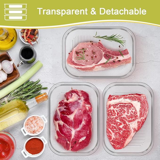 Stackable Deli Meat Container with Drainage Groove and Silicone Lid, Clear Refrigerator Storage Containers for Lunch Meats, Cold Cuts, Bacon, Cheese, BPA Free - 2 Layer