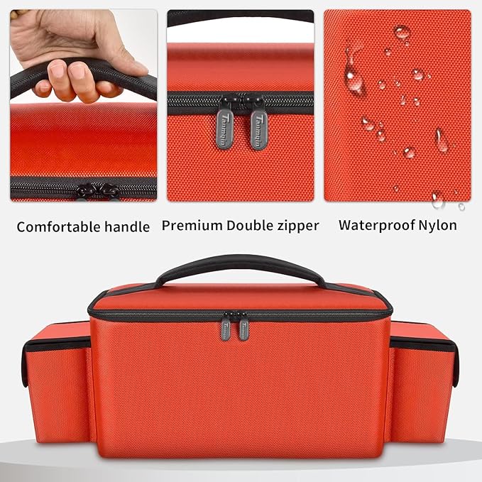 Air Compressor Bag Compatible with Milwaukee M18 Inflator 2848-20/2771-20, Air Pump Carrying Box for Milwaukee Tools,Storage Holder for 18V 3.0/4.0/5.0/6.0/6.5/7.0/8.0Ah Battery (Case Only)-Red