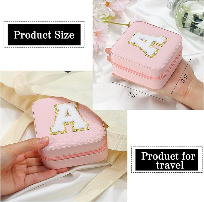 Parima Travel Jewelry Organizer for Women | Necklace, Earring, Ring Organizer | Women's Travel Gifts - Letter I, Pink
