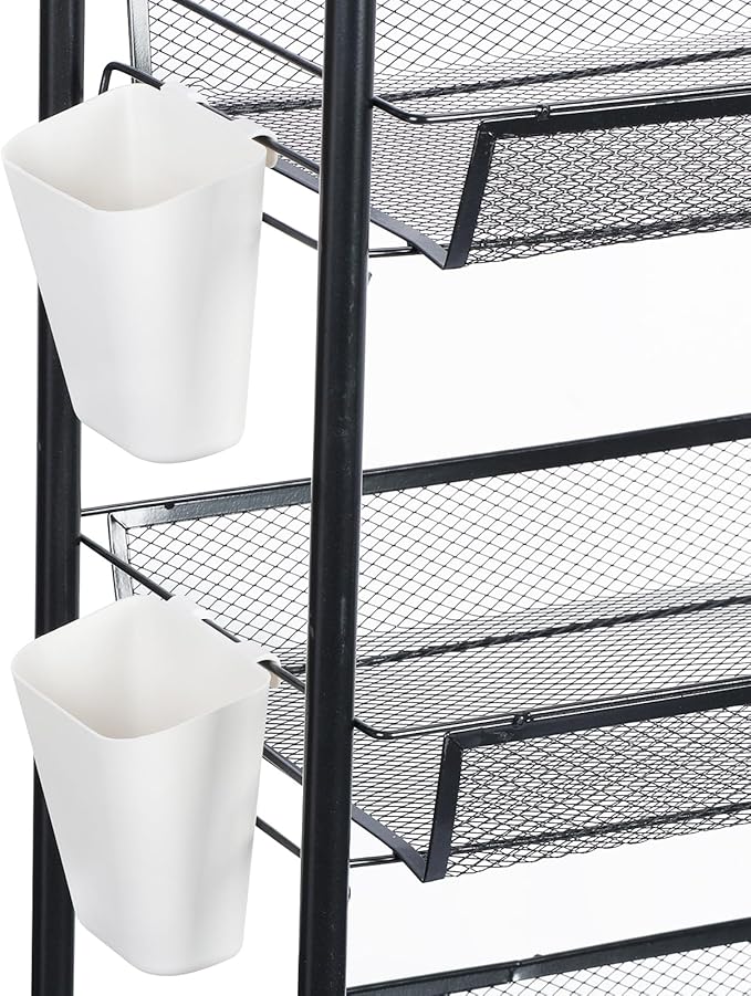 Fruit and Vegetable Basket Bowls for Kitchen, 5 Tier Stackable Metal Mesh Storage Basket with 360 Degree Wheels, Fruit Vegetable Produce Basket Storage Organizer, for Kitchen, Pantry, Bathroom(Black)