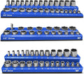 Magnetic Socket Organizer Set -3 Piece Metric Magnetic Socket Holder Set Blue - 1/2-inch, 3/8-inch & 1/4-inch Drive, Holds 75 Sockets, Professional Grade Socket Tray Organizer. NEW VERSION