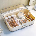 Stackable Plastic Organizer Big & Spacious Drawer | Organize Eyeshadow Palettes, Cosmetics, and Beauty Supplies on a Vanity. White