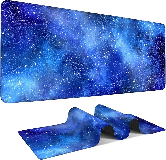 Starry Sky Gaming Mouse Pad 31.5"x11.8"Desk Mat Anti-Slip Rubber Base & Durable Stitched Edges for Gamers Smooth Mouse Writing Surface for Desk Office/Home