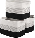 Storage Basket for Organizing, Woven Baskets for Storage, Rectangle Decorative Baskets for Shleves, Closet, Toys, Books, Nursery Organizer Bins - Pack of 3 (Gradient Black, 13"x9.85"x8.7")