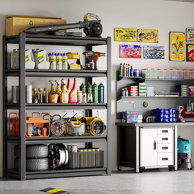 48" W Storage Shelves 2500LBS Garage Shelving Heavy Duty 5 Tier Adjustable Shelving Unit Metal Storage Rack for Basement, Pantry, Kitchen, Warehouse 19.7" D x 47.2" W x 72" H