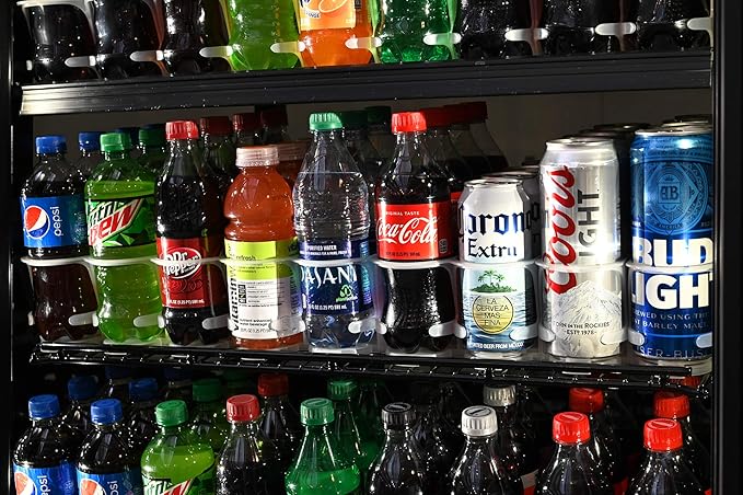 Visi-Slide 20oz Soda Beverage Dispenser - Gravity Fed Glide for Angled Shelves for Coolers, Commercial Refrigerators, Cold Vaults (Pack of 6) Drink Organizer for Cans, Bottles and More