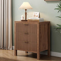 3 Drawer Dresser for Bedroom, Modern Wooden Chest with Handles, Fluted Dresser with Wide Drawers and Bearing Slide for Hallway, Entryway, Walnut