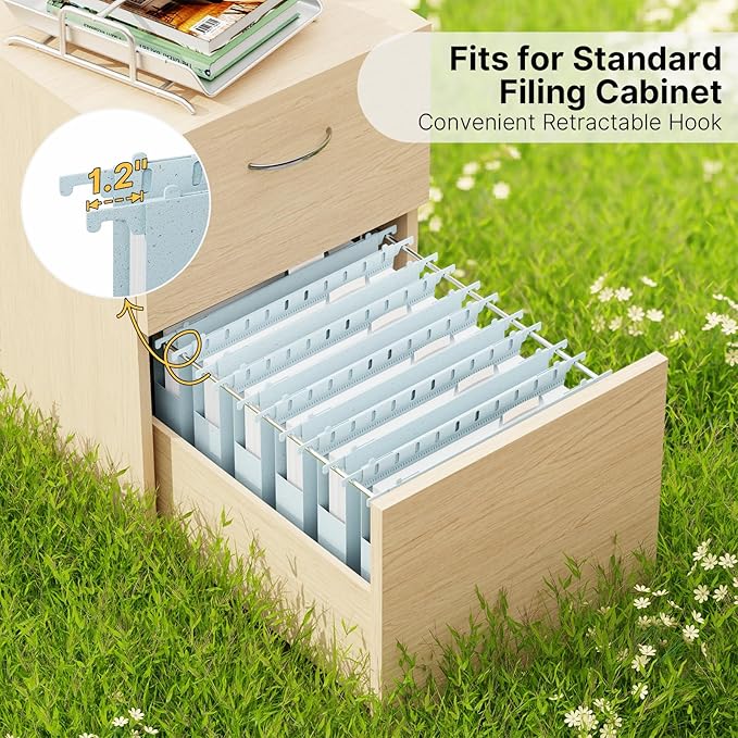 Extra Capacity Hanging File Folder Letter Size,12 Pack Heavy Duty 1 Inch Expansion Filing Cabinet Folders,Wheat Straw Plastic Hang Folder, Reinforced Hanging File Organizer(Morandi Blue)